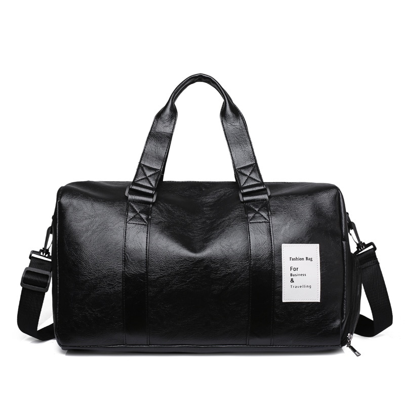 Reisetasche aus pu-leder, herren-reisetasche, aufbewahrungstasche für kleidung, große reisetasche, separate große fitnesstasche, sport-wochenendtasche: Schwarz