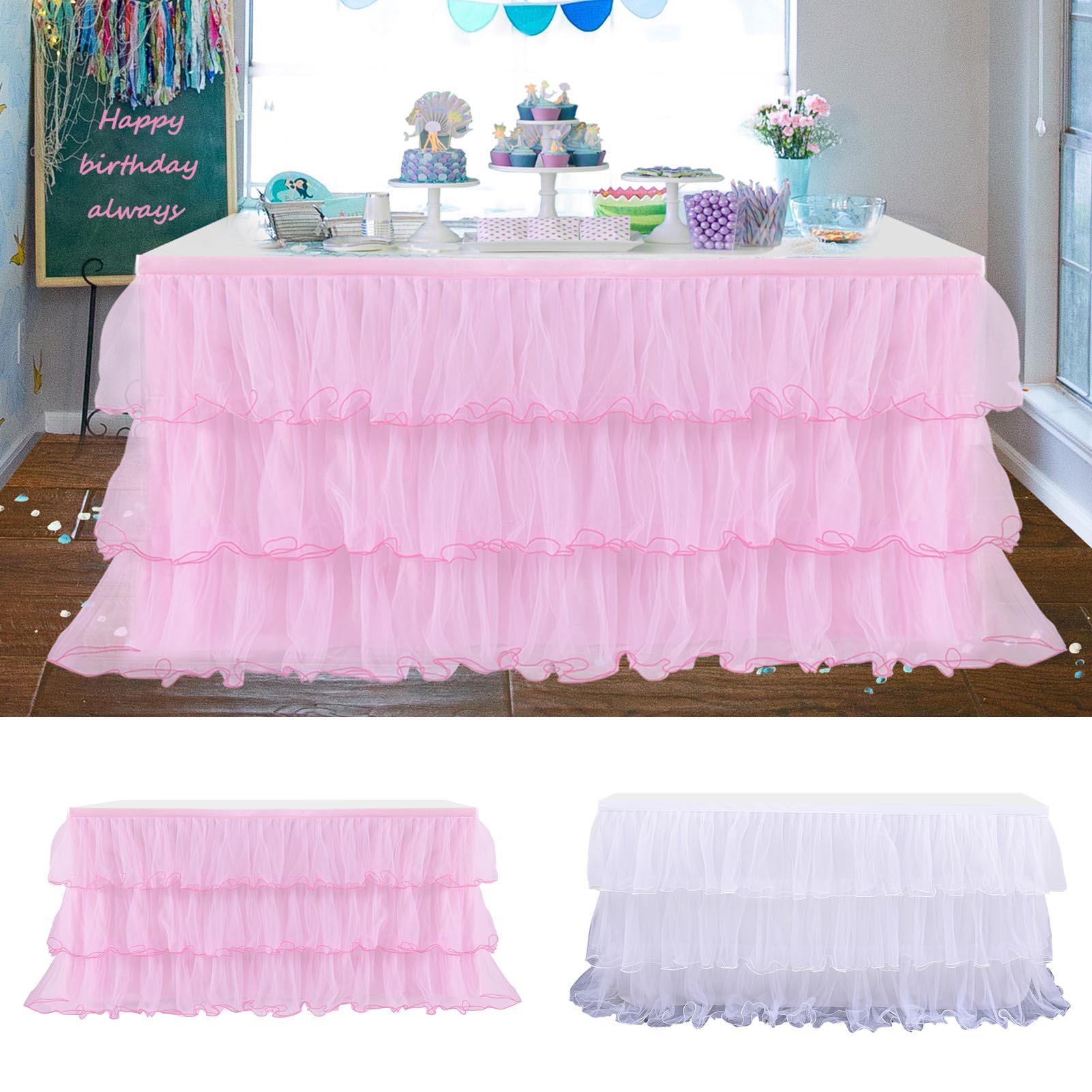 Wedding Party Tutu Tulle Table Skirt Cover Tableware Cloth Baby Shower Party Home Decor Table Skirting Birthday Party Decoration