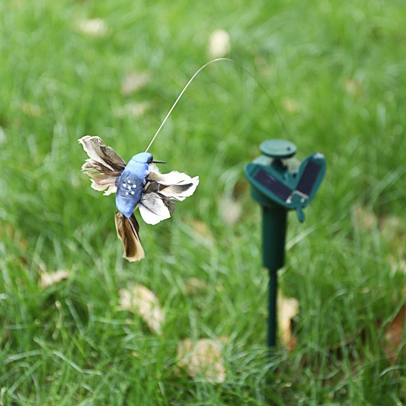 Solar dyr dekoration sød sommerfugl kolibri dekoration elektrisk fjer fugl havedekoration jardineria decoracion
