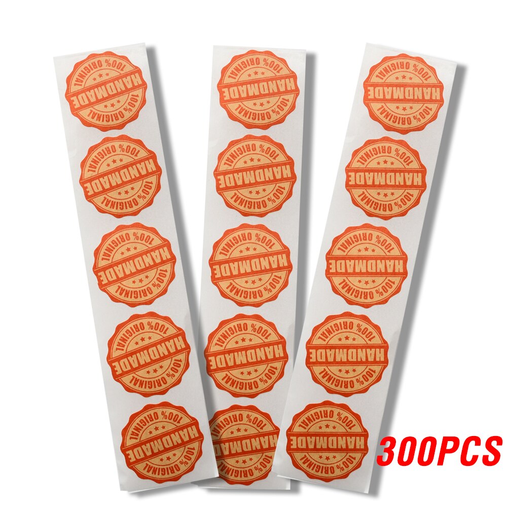 100-500pcs Handmade With Love Sticker For Cake Package Decoration Label Cute Kawaii Thank You Sticker Sticker Red Paper: 300pcs