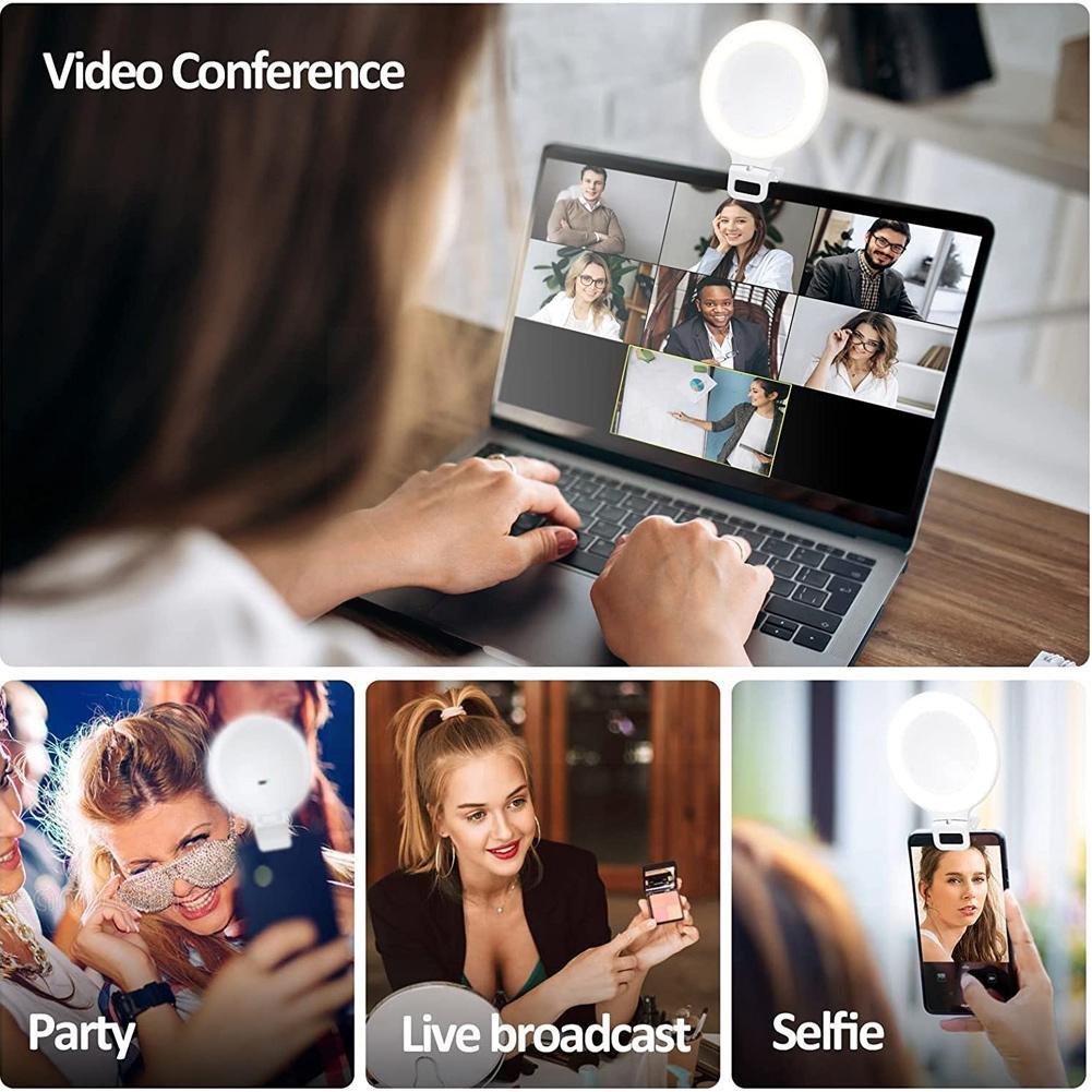 Selfie Ring Light Control Light Rechargeable Makeup Led Lightwith 3 Light Modes For Smartphone Video Recording D8k4