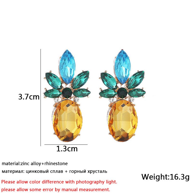 Kleurrijke Crystal Ananas Dangle Oorbellen Voor Vrouwen Koreaanse Stijl Shiny Oorbellen Voor Meisjes Boucle D' Oreille Femme