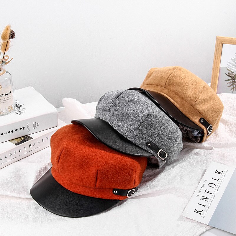 Nowy jesień zima kapelusze dla kobiet w jednolitym kolorze gładka ośmioboczna czapka gazeciarza panie moda retro kapelusz zima beret kobiety solidna kolorowa czapka