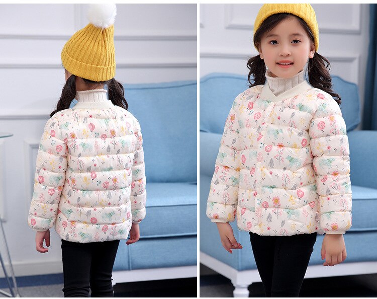 girls cotton coat autumn and winter baby warm floral small cotton jacket children warm down cotton jacket