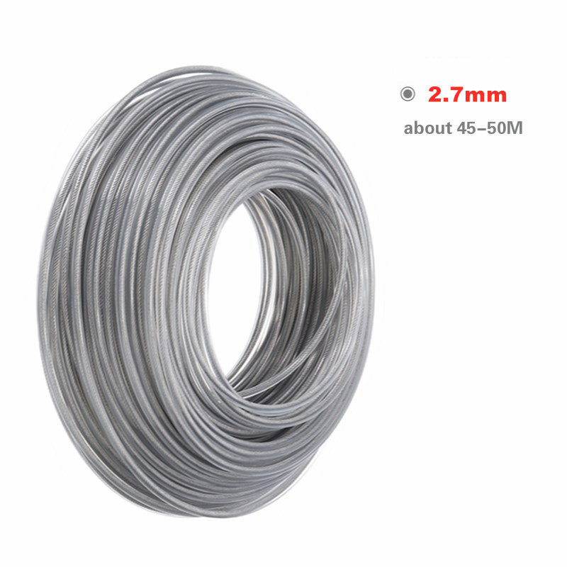 3mm/2.7mm Steel Wire Grass Trimmer Wire Rope Cord Line Strimmer Brushcutter Long Round Roll Grass Replacement Trimmer line: 2.7mm