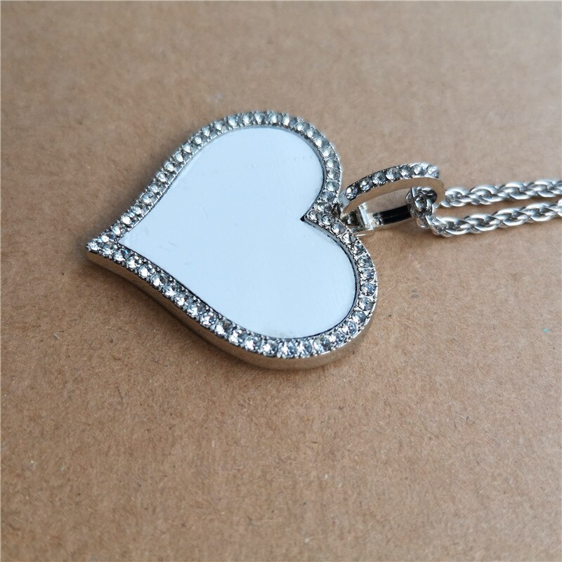 sublimation blank round shape wings necklaces pendants transfer printing blank jewelry consumables 3pcs/lot: heart-silver