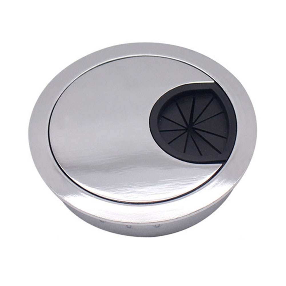 50/60/80mm Desk Table Cable Hole Cover Metal Grommet PC Computer Desk Round Cable Tidy Wire Hole Cover Chrome Brush: Black & White / 80mm