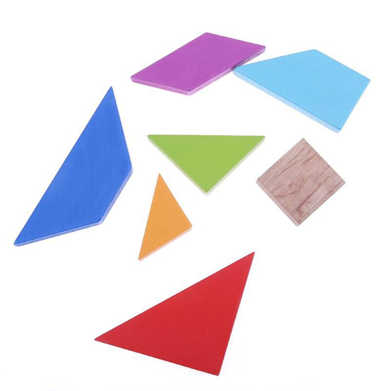 Legpuzzel van 7 stukjes, kleurrijk houten tangram vierkant, iq-spel, hersenkraker, intelligent educatief speelgoed voor kinderen.