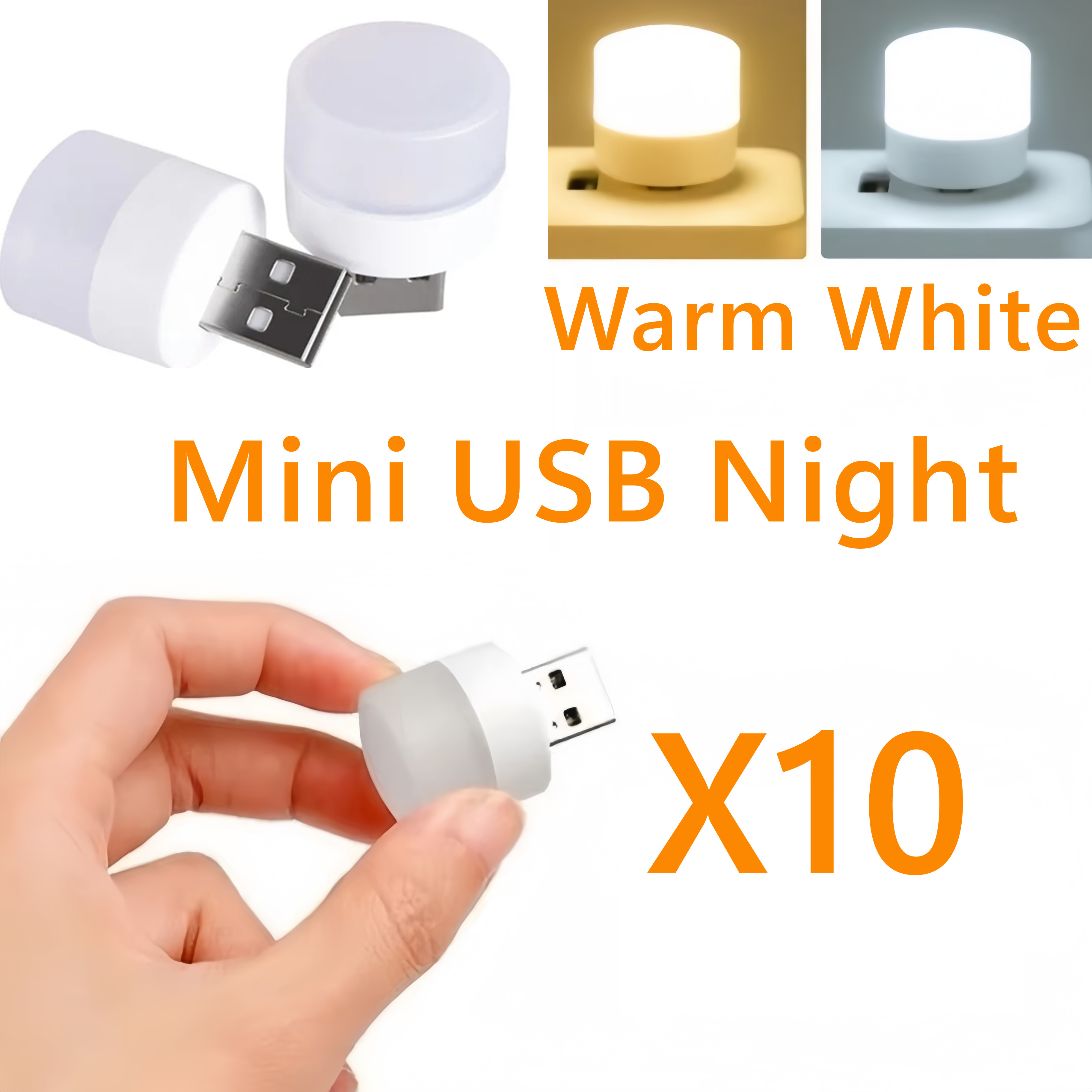 1/10Pcs Mini USB Night Light Eye Protection Book Reading Light USB Plug Computer Mobile Power Charging LED Night Lamp Warm White