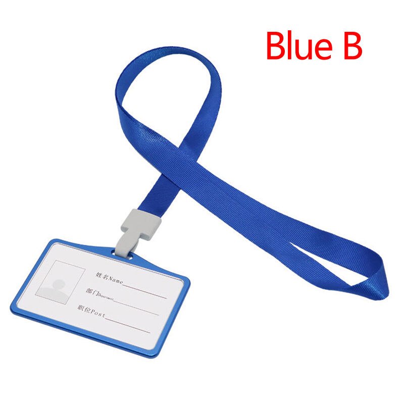1Pc Aluminium Werk Naam Kaarthouders Visitekaartje Werk Card Id Badge Lanyard Houder Verticale Metalen Id Business case: Blue B