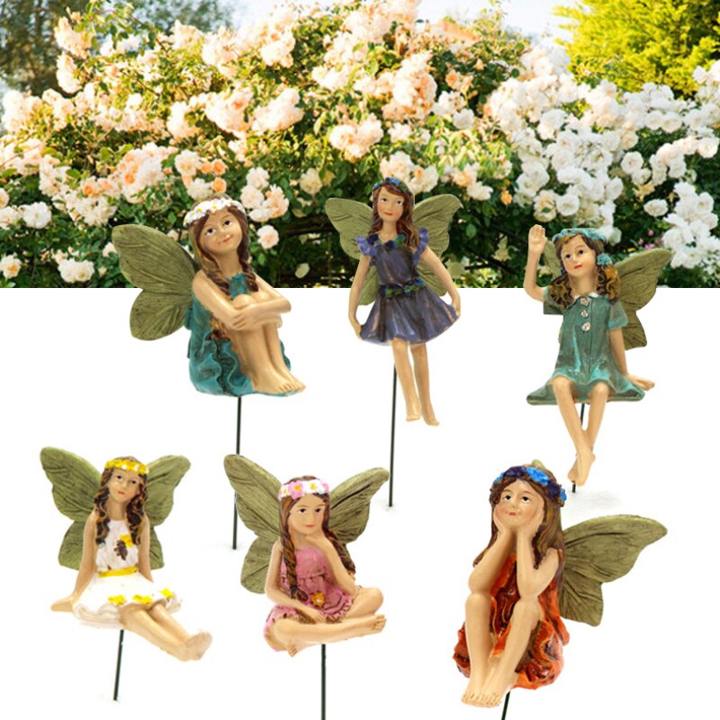 6pcs/set Garden Mini Fairy Figurines Little Girls Poted Plant Ornaments Landscape Home Lawn Decoration Garden Bonsai Craft Decor