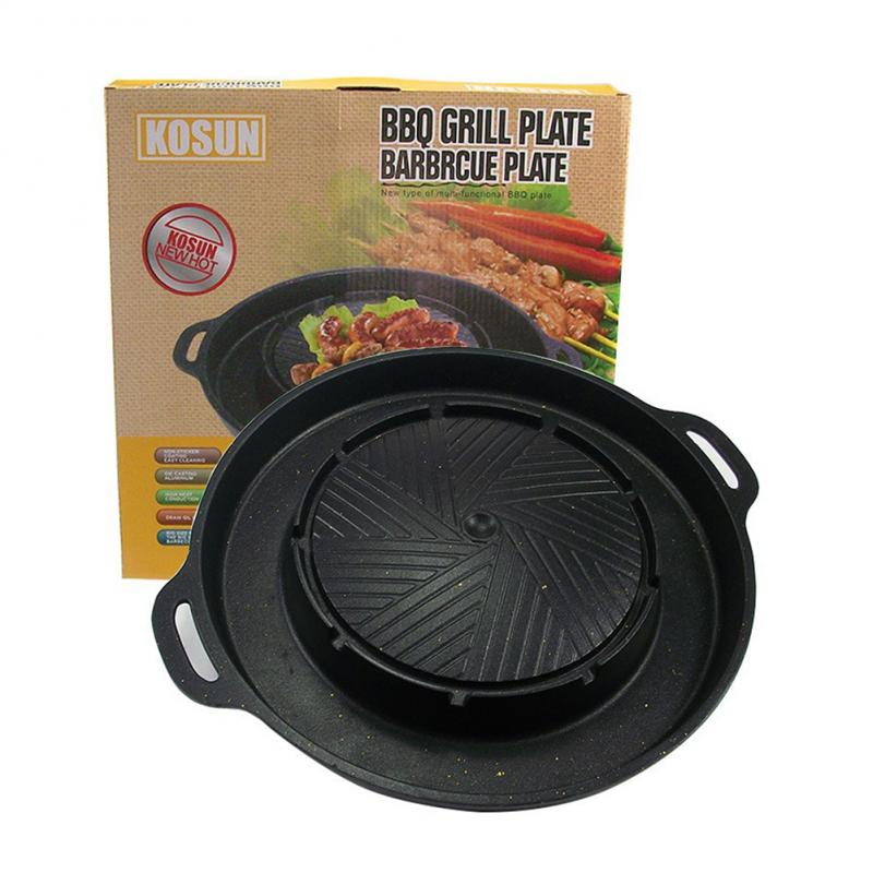 Non-stick Aluminum Alloy Round Shabu-grilled Pan Korean Cassette Grill Pan Small Pot Oil Leaking Pan Restaurant