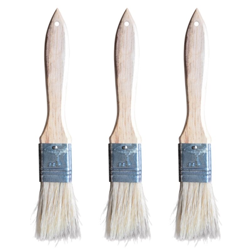 3Pcs Natuurlijke Borstel Verf Borstels Met Houten Handvat Staart Opknoping Gat Barbecue Borstel 2.3-11Cm: A