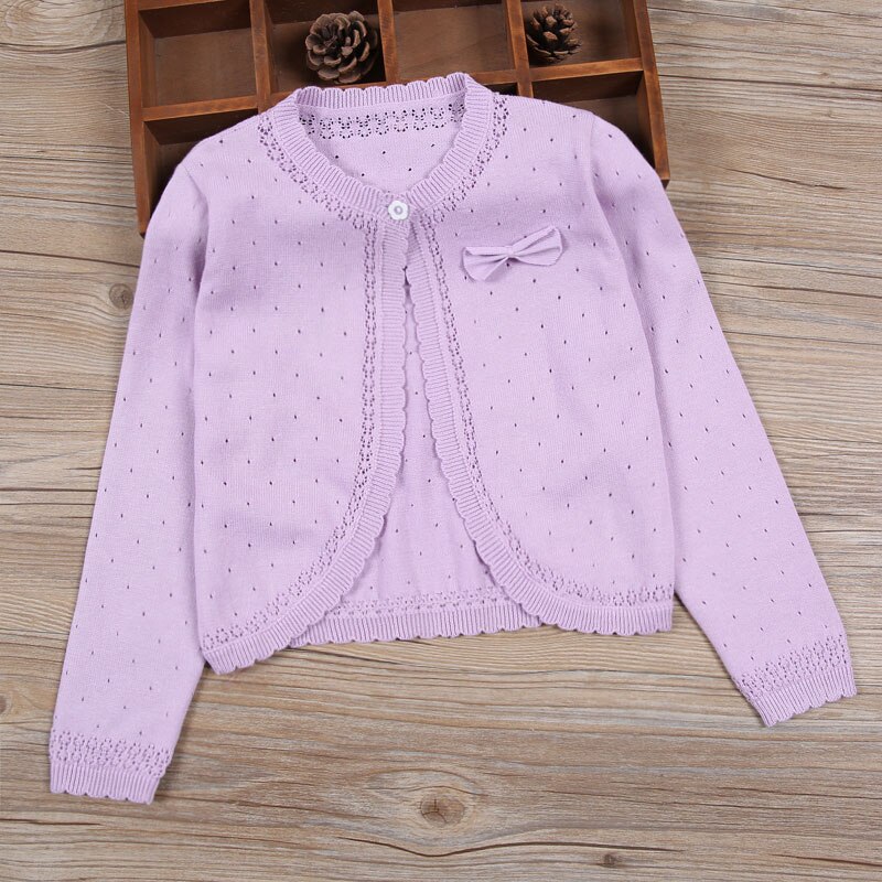 bébé filles Cardigan pull à manches longues gris Bow coton bébé filles manteau pour 1 2 ans bébé vêtements RKC175024: VIOLET / 24M