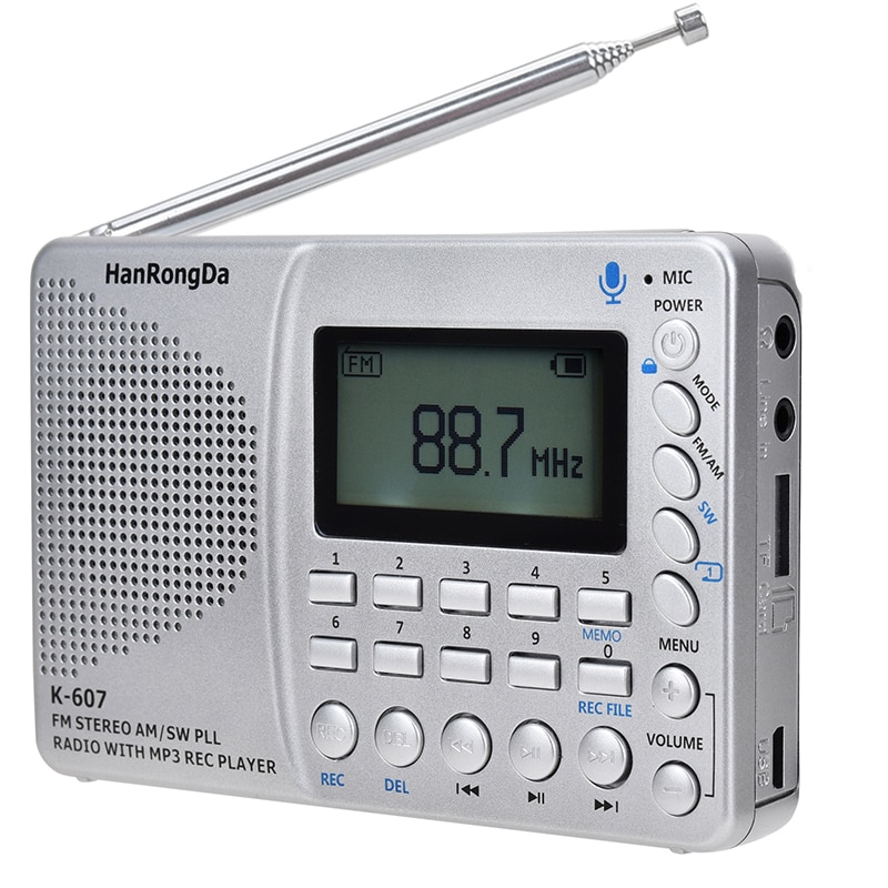 Radio FM/AM/SW stéréo Portable, récepteur pleine bande, avec prise casque 3.5MM, Support d&#39;enregistrement carte TF, lecteur de musique AUX