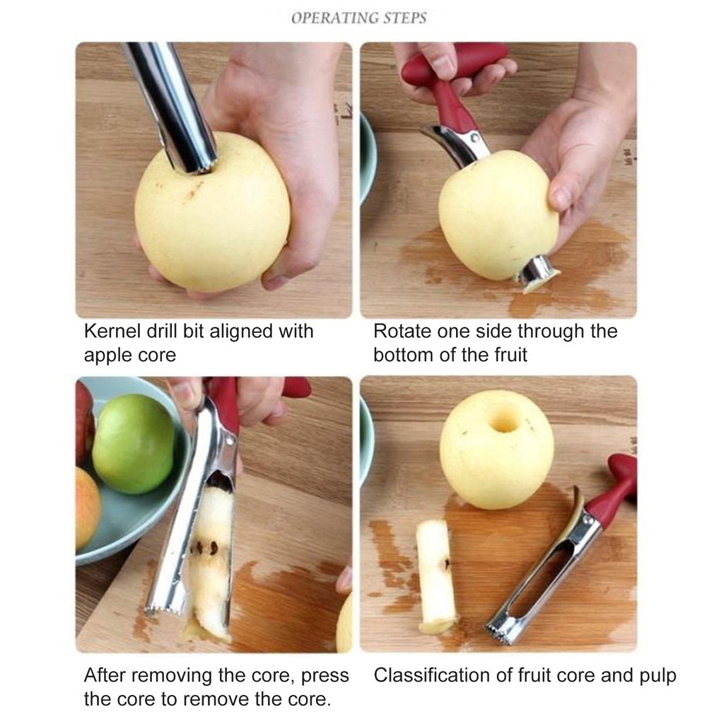 Kitchen Gadgets Stainless Steel Apple Core Removed Corer Fruit Core-Pulling Maker Fruit Core Remover Apple Core Remover Tool