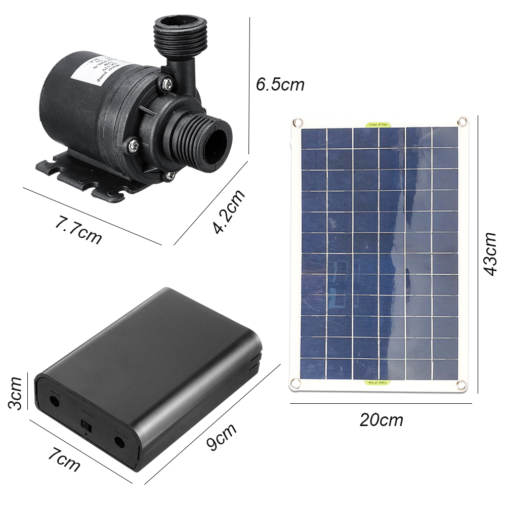 50W Brushless Solar Power Water Pump Set 800L/H Ultra-quiet Submersible Water Pump Motor Fish Pond Garden Fountain Decoration