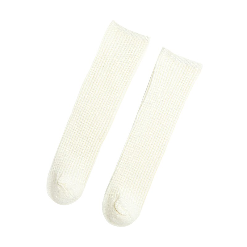 Meias para bebês, meias infantis simples de algodão penteado com dupla agulha: Beige / M(5-8Years)