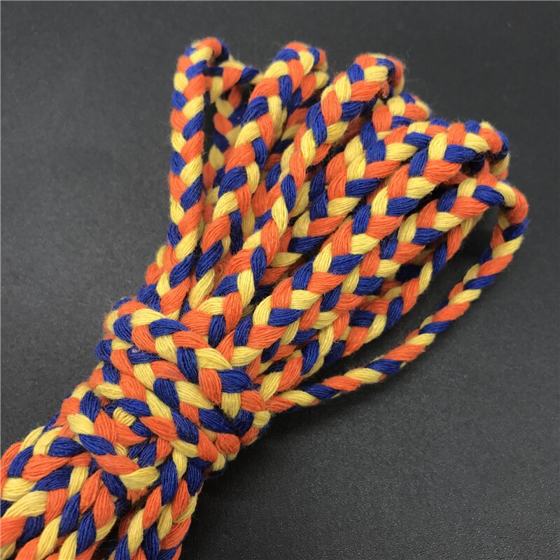 5 yards / lot 6mm bomulds reb fladt tricolor flettet reb håndværk dekorativt snoet snor reb til håndlavet dekoration