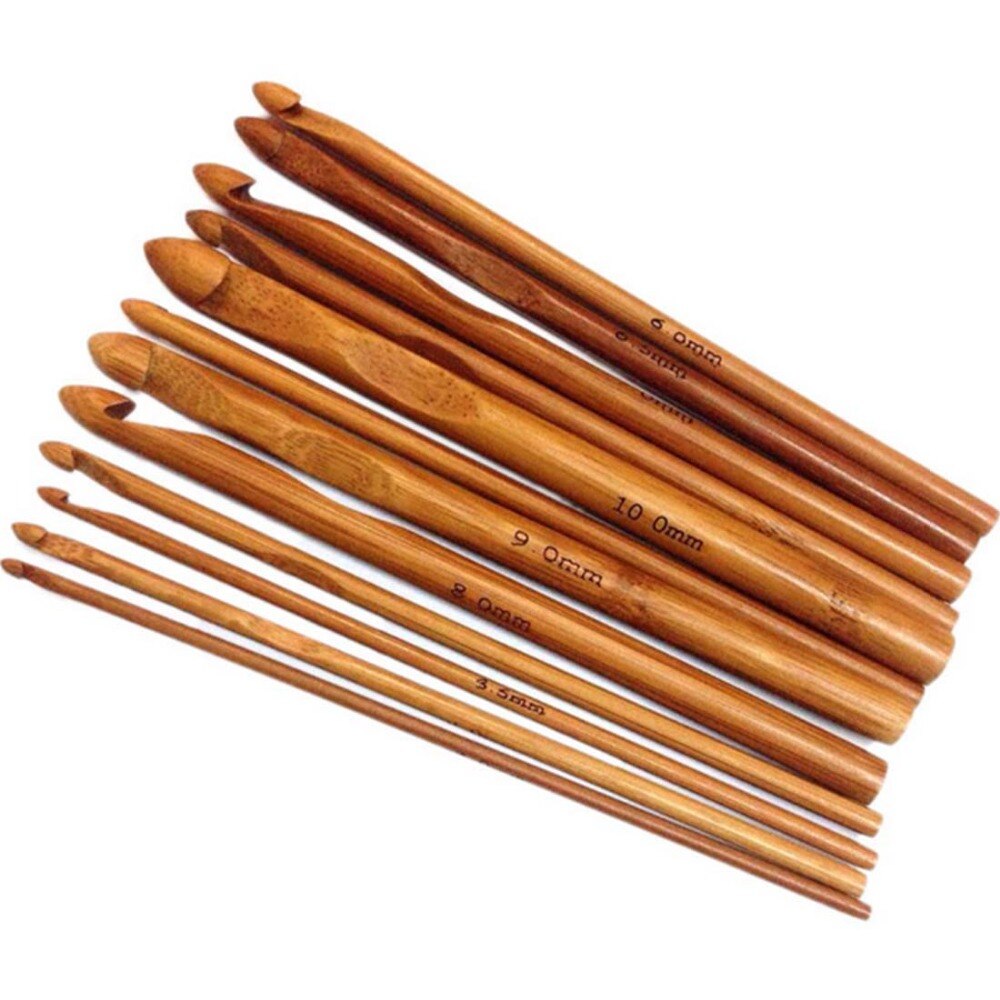 12 stks/set Truien Breien Ronde Bamboe Handgrepen Haaknaald Breien Craft Naalden Van Verschillende Maten Stevig En Duurzaam