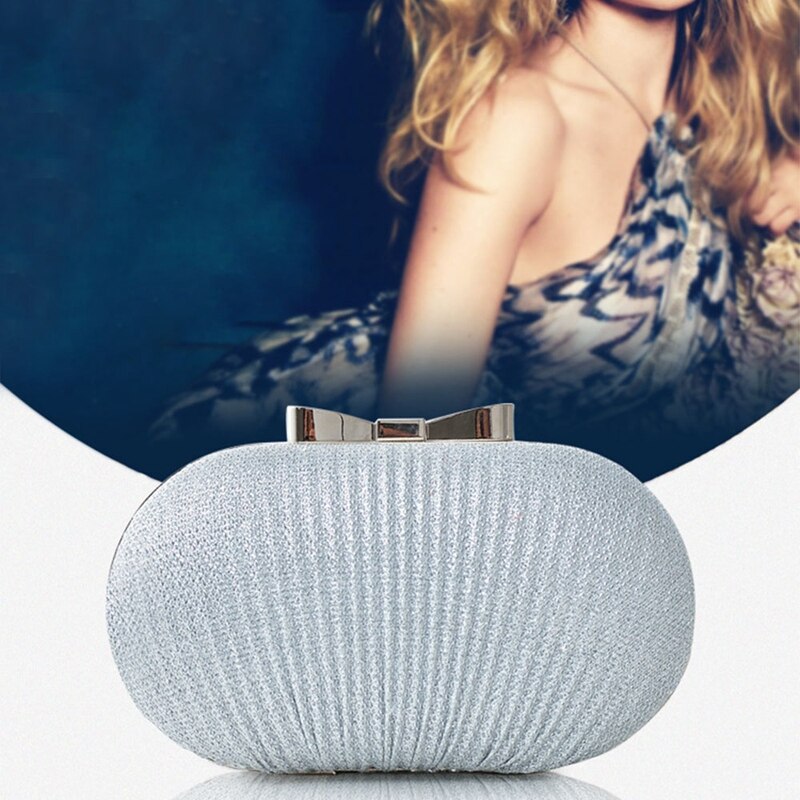 Bolso de mano para mujer con cuentas para boda, bolso de hombro con cadena, bolso de mano de noche con diamantes de imitación, bolso de mano de día con forma de huevo (Silv