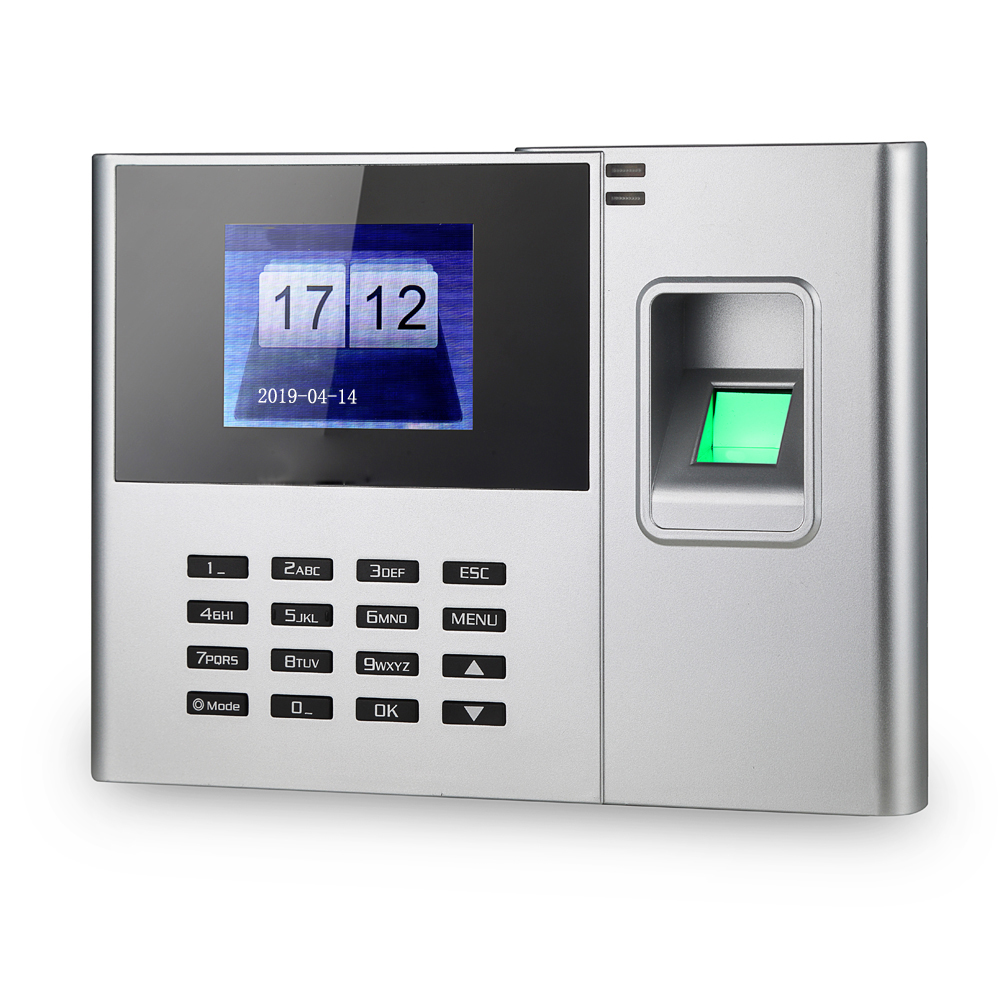 Biometric Fingerprint Password Attendance Machine Employee Checking-in Recorder 2.8 inch LCD Screen DC 5V Time Attendance Clock