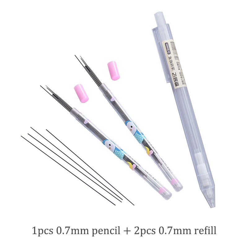 Automatic Pencil 0.5/0.7mm Drawing Writing Mechanical Pen Pencil Lead Office School Supplies Ultralight: 0.7 pencil 2 refill