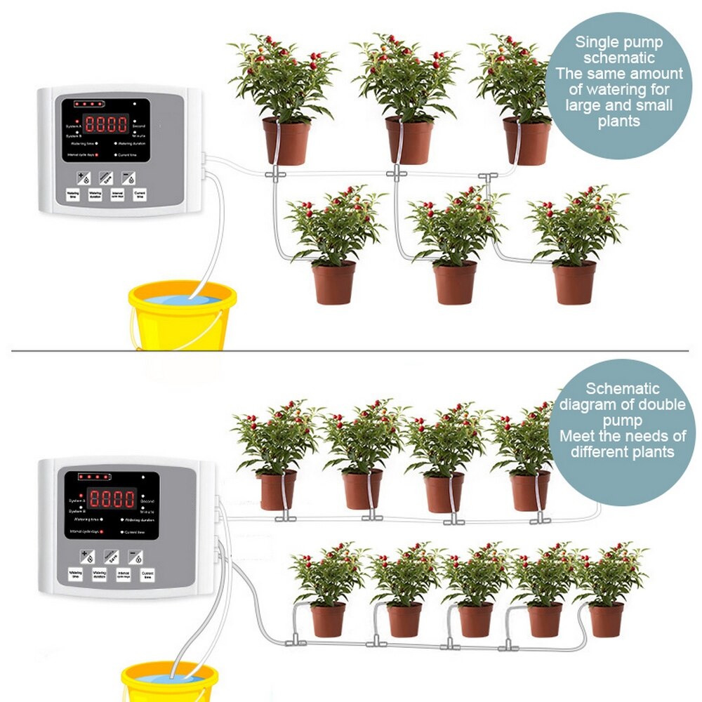 1/2 pomp zonne-energie bewateringsautomaat druppelirrigatie plantenbewateringsapparaat waterpomp timer tuin zelfbewateringsset