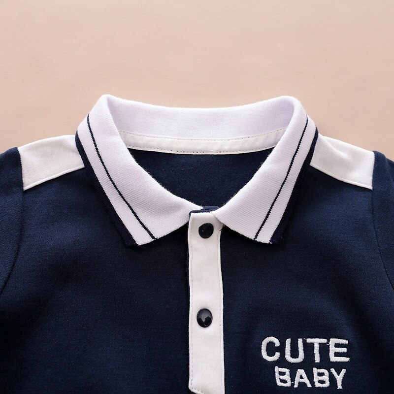 PatPat Summer and Spring Baby Boy Gentleman Style Polo Collar Long-sleeve Jumpsuit Baby Boy Clothes