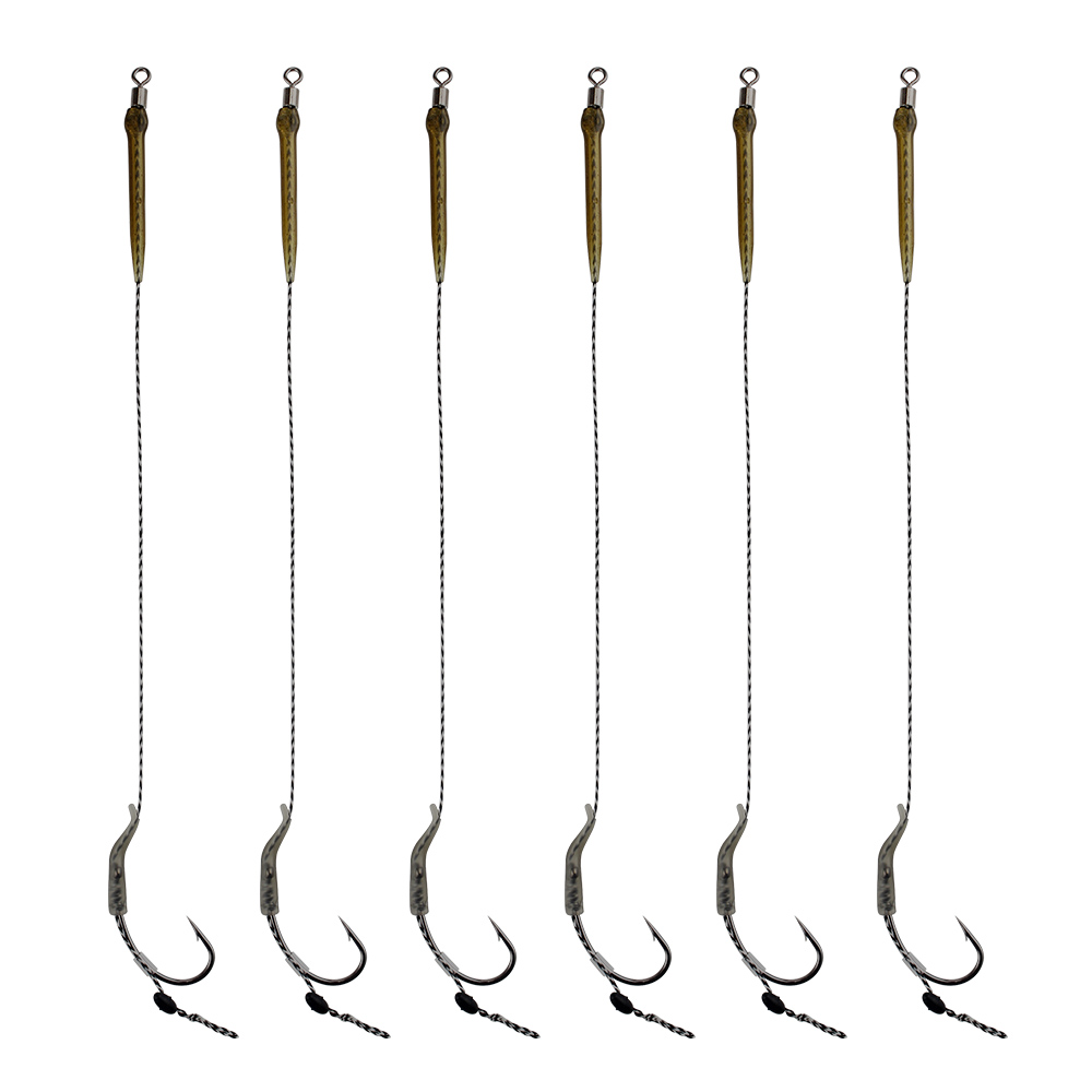 FTK 18,5 cm 6-8 Uds anzuelos de pesca de carpa líder aparejos de pelo con línea 30-60LB 2/4/6/8 # Accesorios para anzuelos de carpa del grupo alimentador europeo