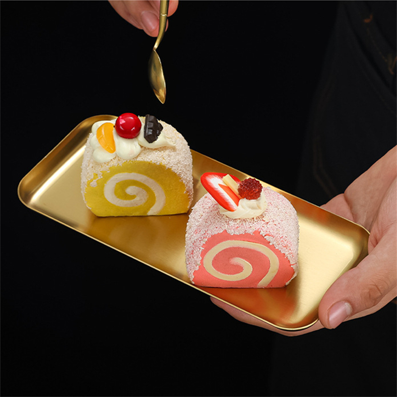 Silber Gold Edelstahl Servierteller Restaurant BBQ Spieße Sushi Tablett Großes flaches Tablett Lebensmittelaufbewahrungsplatten für sterben Küche