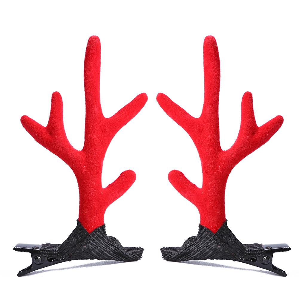 2 stuks schattige kerstgewei haarspelden van uitstekend duurzaam polyester, metaal, handwerk, haaraccessoires, haarspelden: Rode c