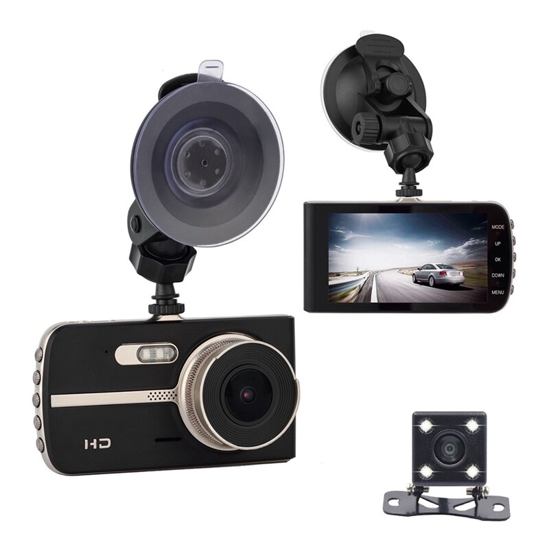 1080p dashcam 4 inch rijrecorder lcd sn dubbele camera's hd impactdetectie