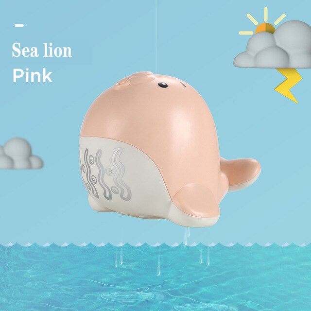 Baby Bath Toys Piscina Accessories Play With Water For Bathroom Duck Lion Rocket Seahorse Funny Water Game: Pink sealion