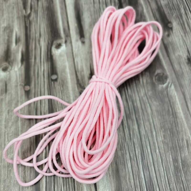 Banda elástica de colores para Costura de mascarillas, cordón elástico de Goma de 3mm, accesorios para manualidades: pink / 20m