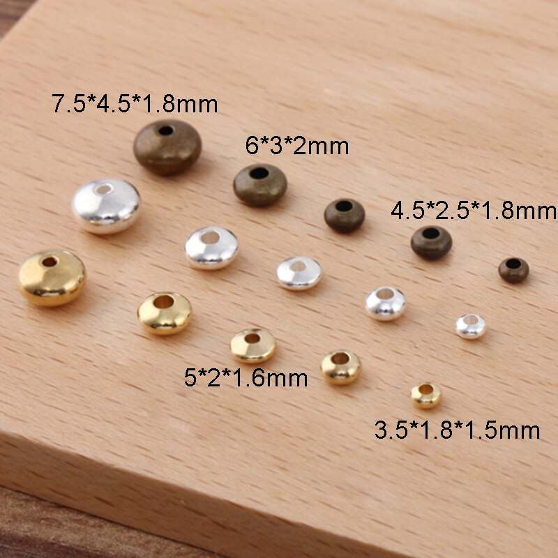 20-100pcs Metal Spacer koraliki koło koralik płaskie okrągłe luźne koraliki płaskie okrągłe koralik dla DIY akcesoria do wyrobu biżuterii dostaw