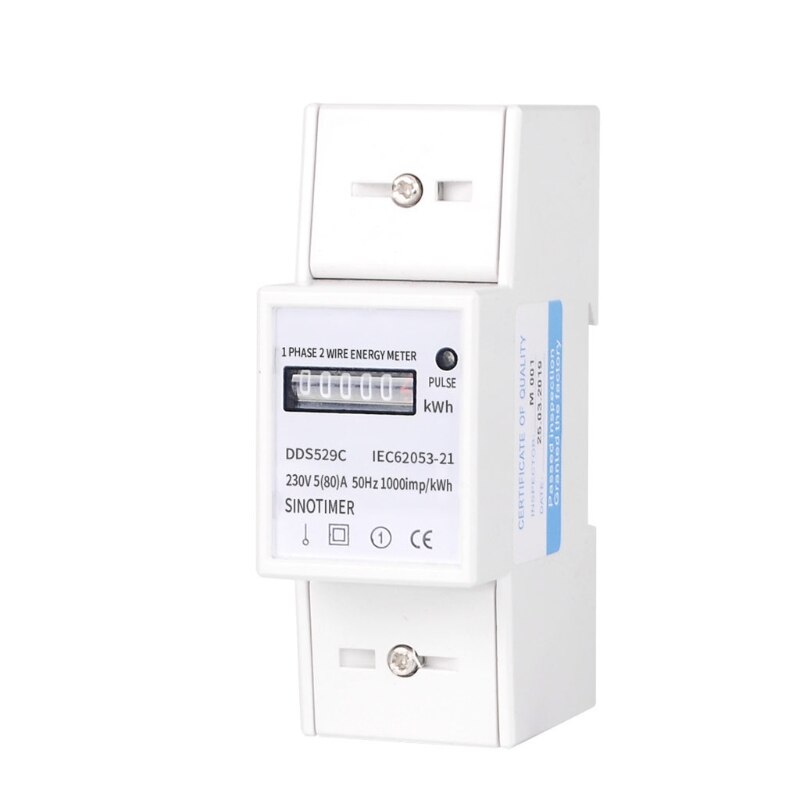 Electricity Meter 1 Phase 2 Wire 2P DIN-Rail Electric Meter Electronic KWh Meter 230V 5(80) A Din Rail KWh Meter M0XC