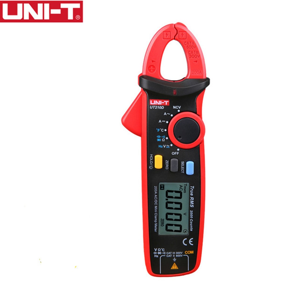 UNI-T UT210D Digital Clamp Meter Multimeter AC/DC Current Voltage True RMS Voltage Resistance Capacitance Multi-tester