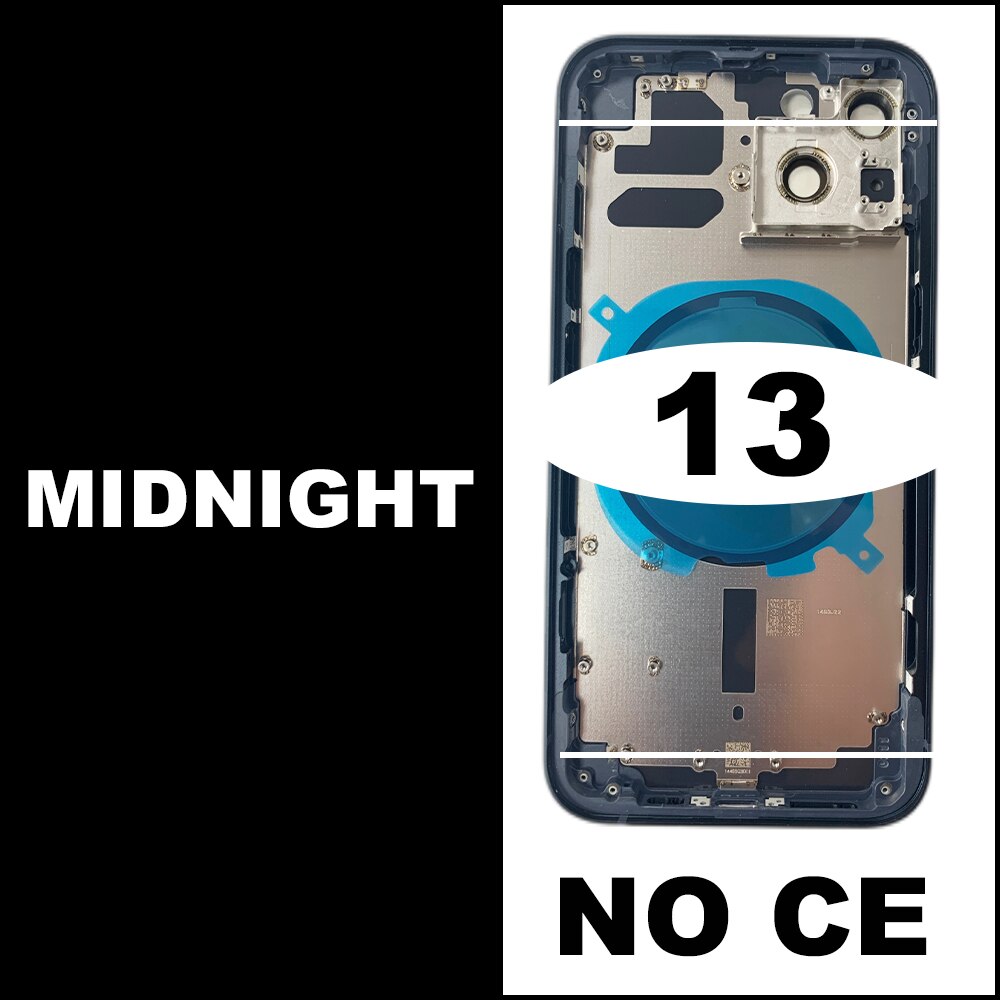Housing For iPhone 13 Battery Back Cover + Middle Chassis Frame + SIM Tray + Side Key Parts For iPhone 12: 13-Midnight - NO CE