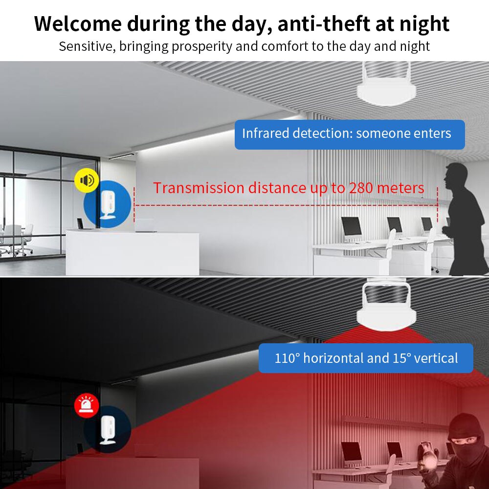 Wireless Doorbell Home Welcome Door bell Intelligent 280m Remote Door Bell Adjustable Doorbell Entry Motion Sensor Infrared