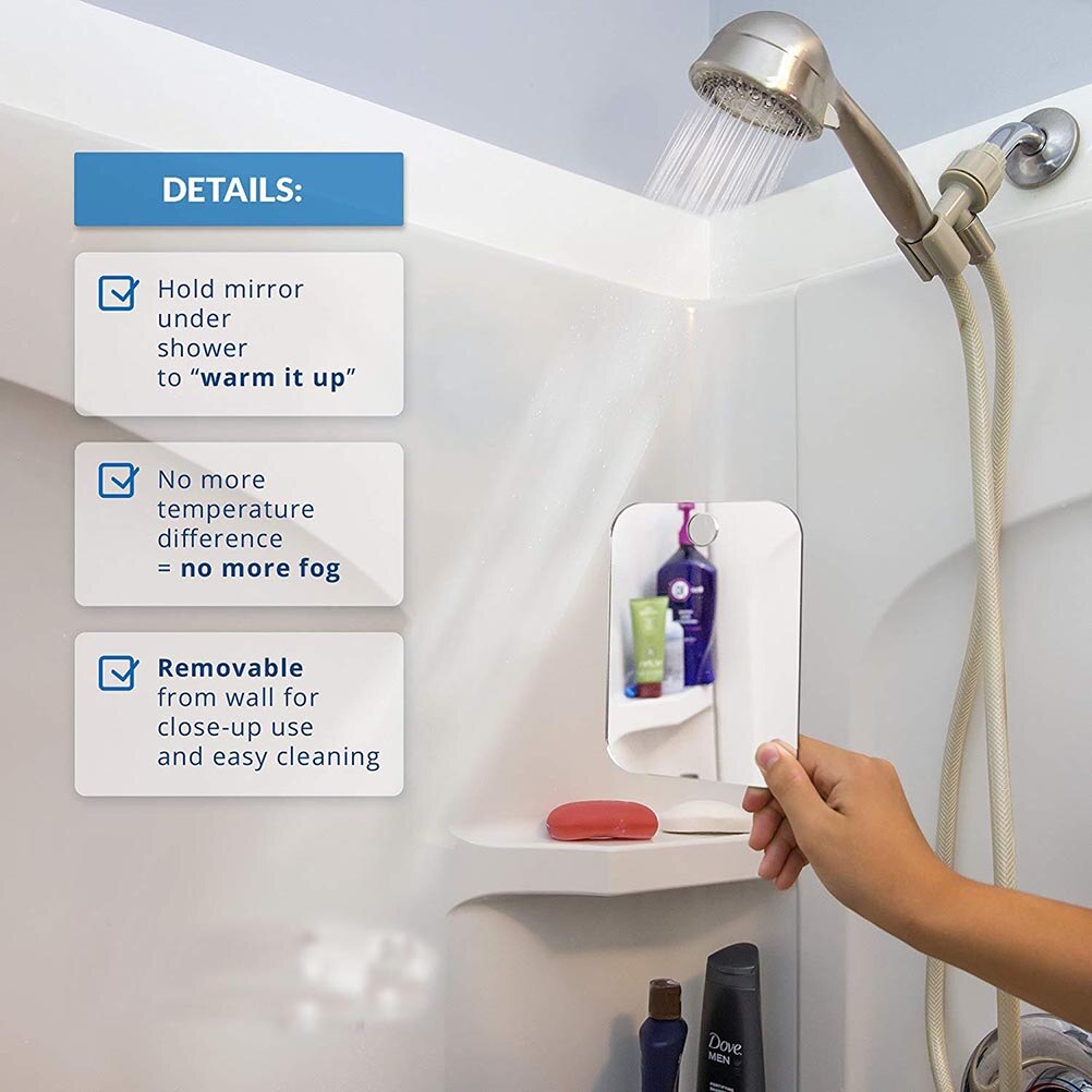 Acrylic Anti-Fog Shower Mirror Anti Anti-Fog Mirror Removable Suction Cup Suspension Men'S Shaving Non-Fog Mirror