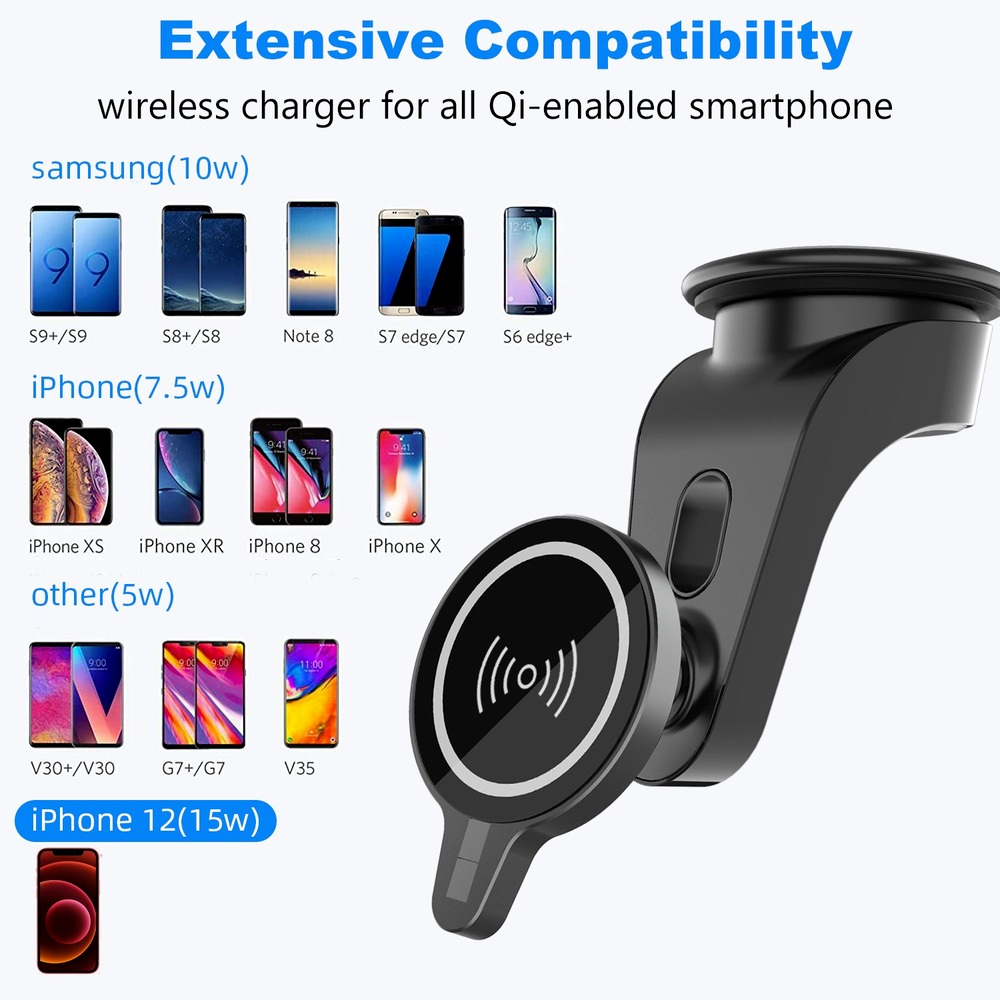 Magnetic Wireless Car Charger Mount Stand for iPhone 12 Mini 12 Pro Max For Magsafe 15W Fast Wireless Charger Car Phone Holder