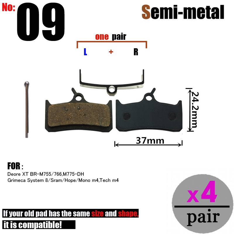 4 Paar Fiets Schijfremblokken Fiets Voor Shimano Xt/R Zoom 975 985 Zee MT5 315 Magura MT8 sram Avid BB5 Elixir DB1S Semi-Metallic: Marineblauw