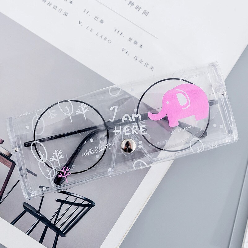 1 PCS Cartoon Cute Travel Transparent PVC Eye Glasses Cosmetic Makeup Earphone Organizer Bag Case