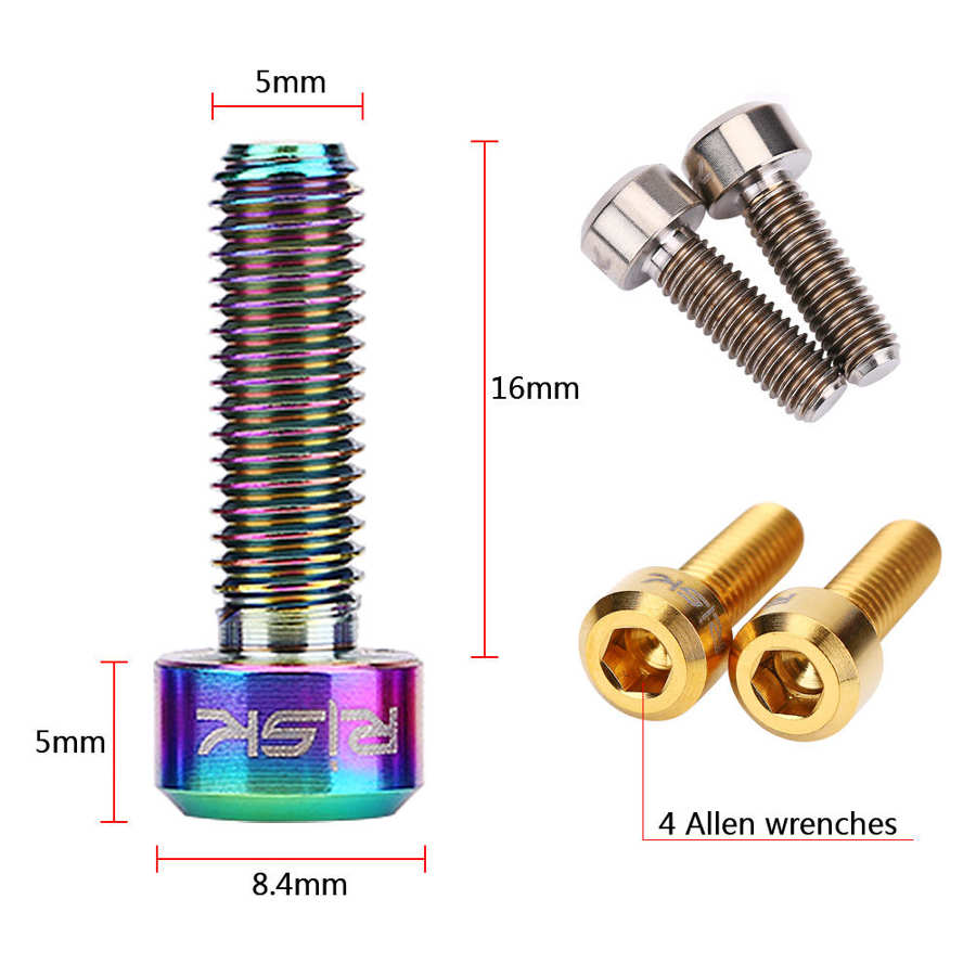 RISIKO 6PCS M5x16mm Bike Stem Befestigungs Schrauben Titan Legierung Mountainbike Feste Vorbau Schrauben Rost Prävention Conehead Bolzen