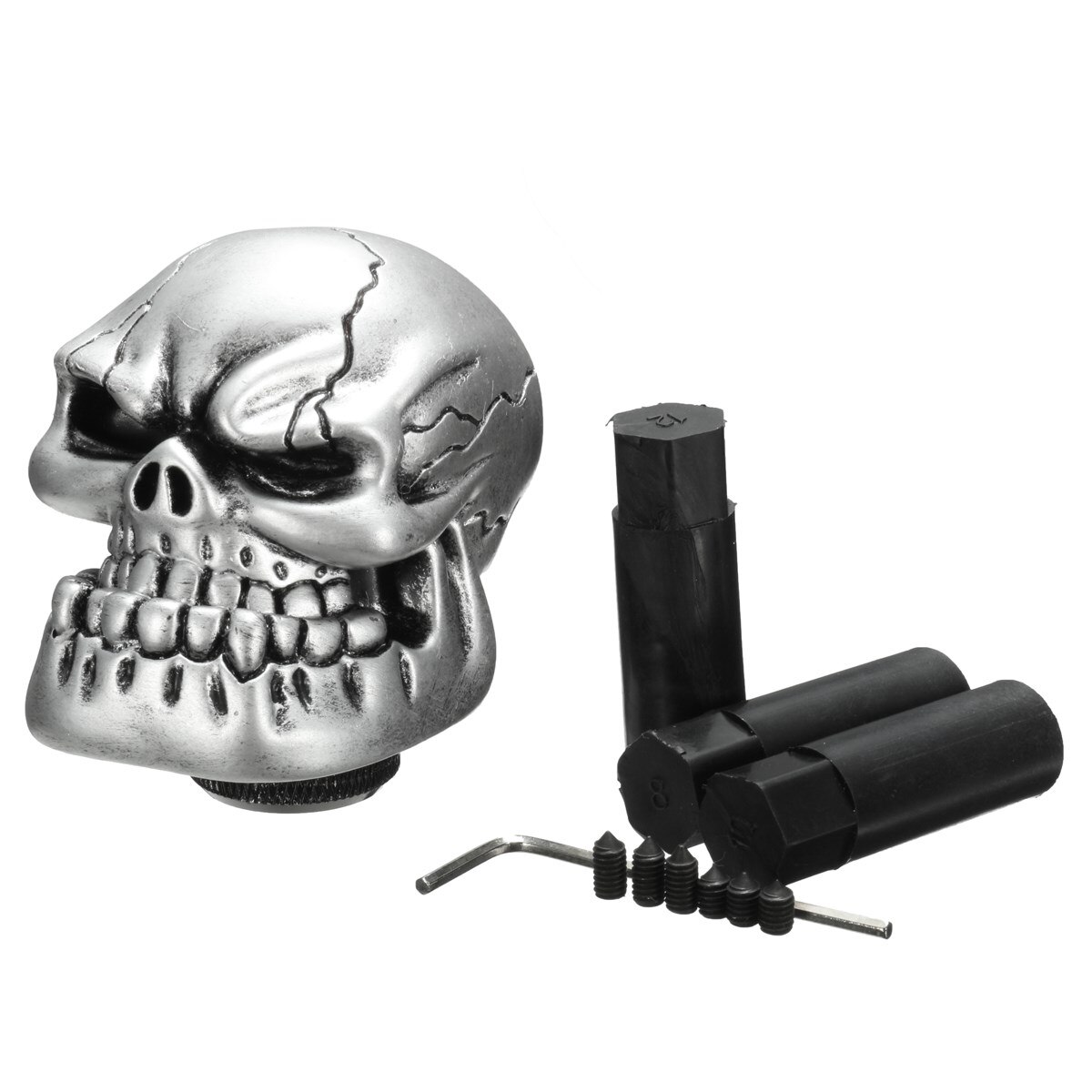 Palanca de cambios Universal con de calavera para coche, camión, Manua, perilla de palanca de cambios: Plata