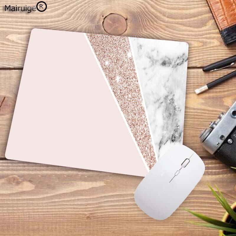 Mairuige White Pink Marble Gaming RGB Mouse Pad Computer RGB Backlit Mause Pad Large Mousepad XXL for Desk Keyboard LED Mice Mat