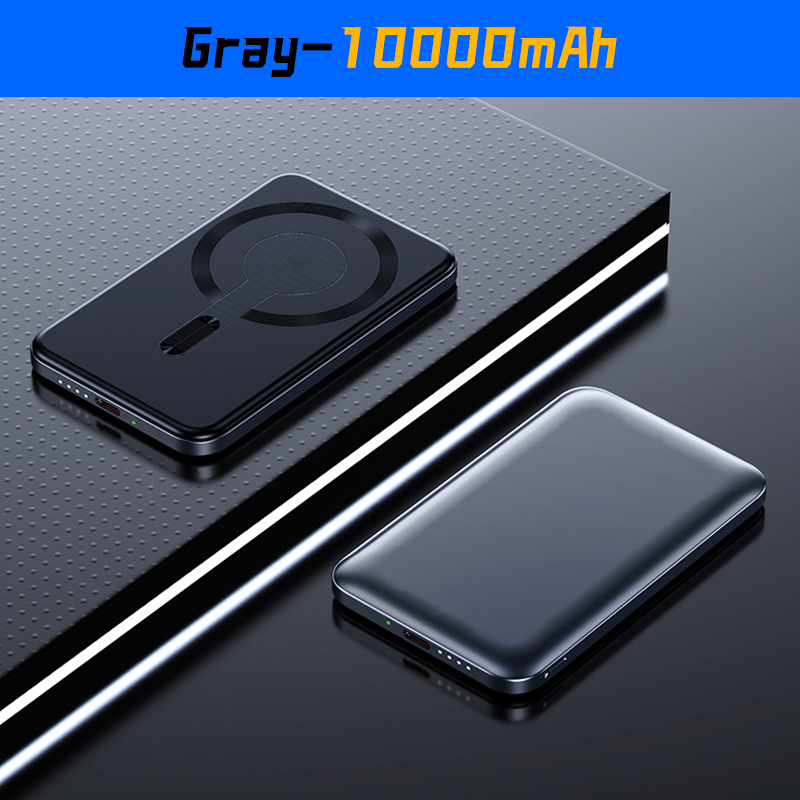 50000mAh Powerbank Ultrafino Liga de Aluminio Sem Fio Carregamento Rápido Banco de Potência de Sucção Magnética com Uma Capacid: BLANCO