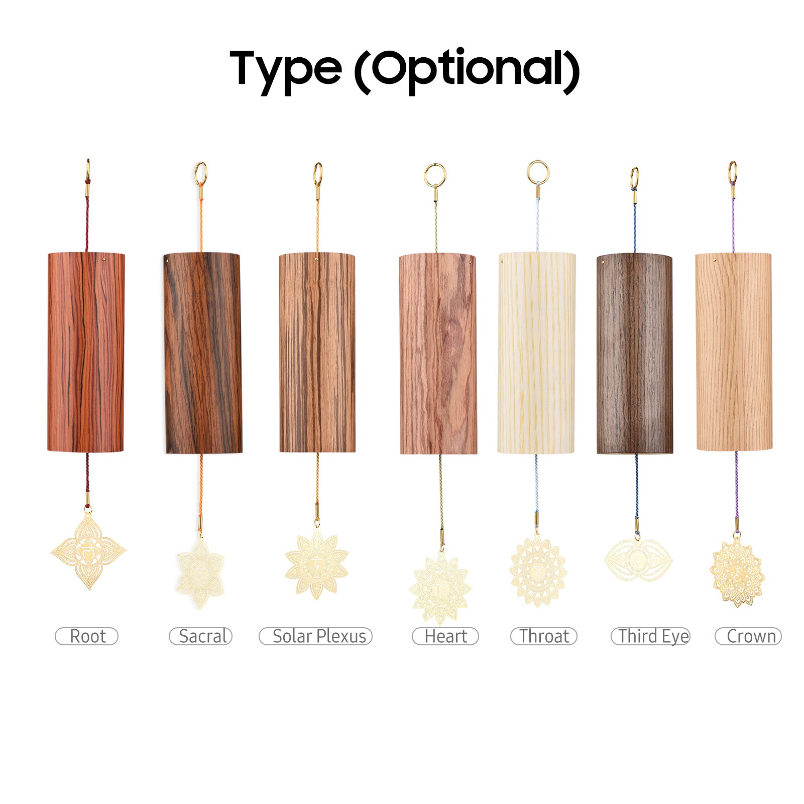 Chakra Chimes Natural Bamboo Wind Chimes Meditation Chord Windchime Windbell for Outdoor Garden Patio Home Decoration Zen