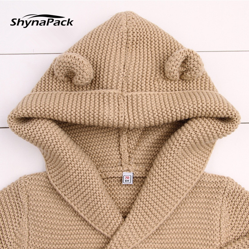Strik cardigan sweater til baby dreng 0-2t spædbørn børn trøje hætte tøj til småbørn tøj varm hættetrøje jakke parka børn